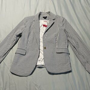 Jones New York Navy and White Striped Blazer